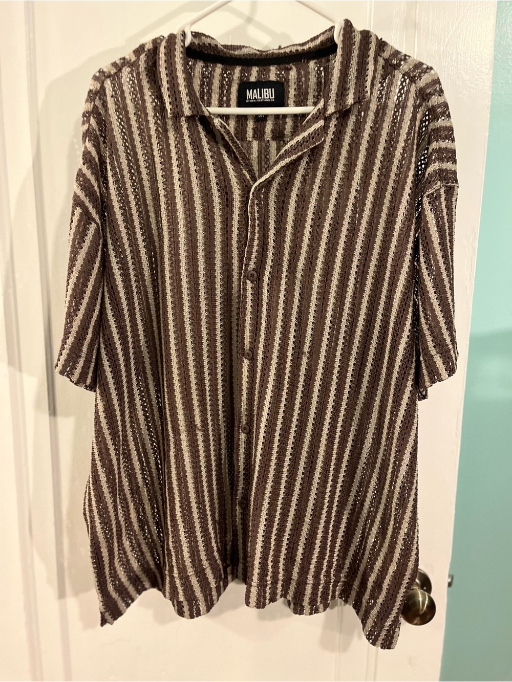 Malibu Men's Brown Stripe Short-Sleeve Button Shirt size 3x